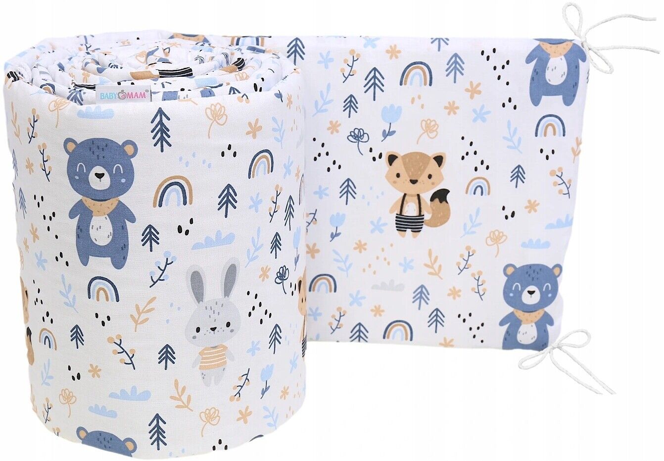 Baby Padded Bumper Fit Cot All-round 360cm Straight Cotton Forest Friends