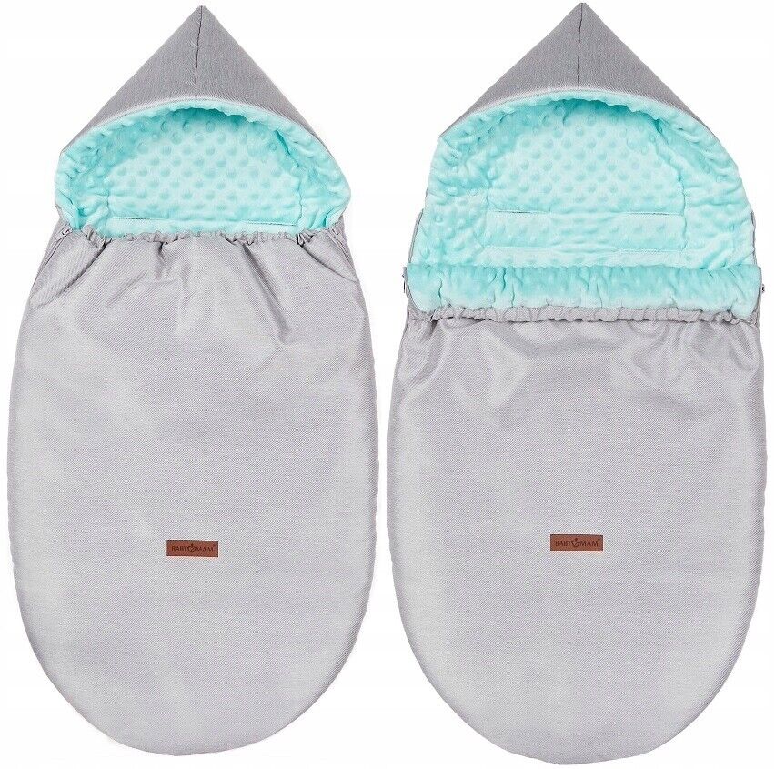 Stroller Buggy Dimple Light Grey/Mint Universal Hooded Footmuff Pushchair