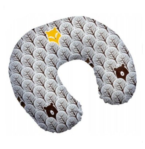 Baby feeding pillow + removable cover cotton newborn maternity Fox in forest grey