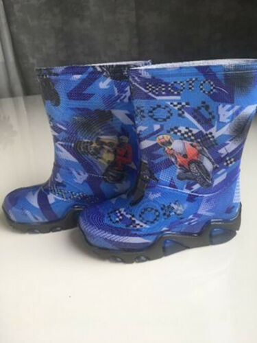 Wellies Kids Rain Snow Boots Removable Inner Lining Socks Wellington Motorbike