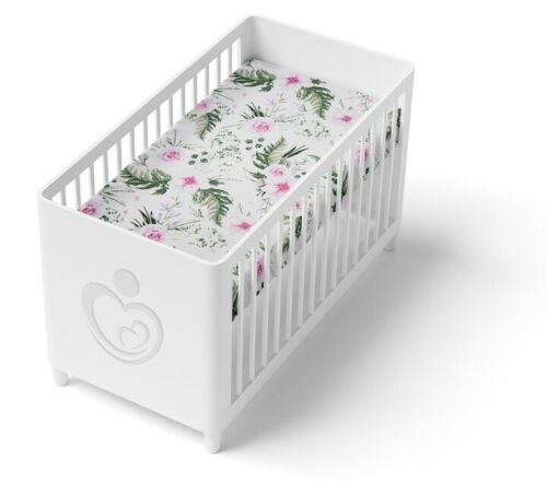 100% Cotton Baby Bed Fitted Sheet Colorful Fit Cot Bed 140x70cm Garden Flowers
