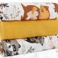 Baby Muslin Nappies Cloth Diaper Cotton 3-PACK Colourful 70x70cm Raccoon