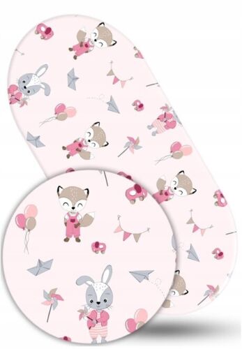 80x38cm Fitted Sheet 100% Cotton for Baby Moses Basket Pram Fox and Rabbit