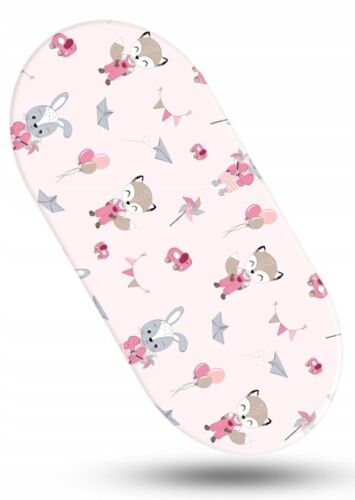 80x38cm Fitted Sheet 100% Cotton for Baby Moses Basket Pram Fox and Rabbit
