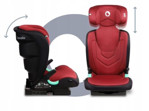 Red burgundy Lionelo Car Seat ISOFIX Support Kids Child i-Size Neal 15-36 kg
