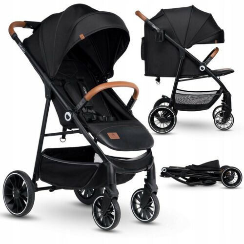 ALEXIA Black Onyx Baby LIONELO Compact Stroller Kids Buggy Pushchair Footmuff