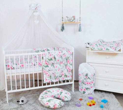 BABY Garden Flowers NURSERY 14PC BEDDING SET PILLOW DUVET BUMPER FIT COT 120x60