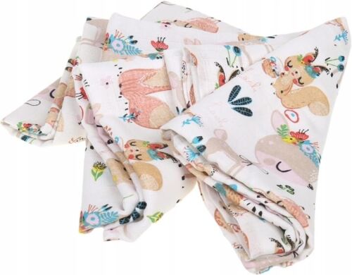 Baby Muslin Nappies Cloth Diaper Cotton Colourful 3-PACK 70x70cm Sweet Animals