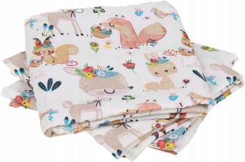 Baby Muslin Nappies Cloth Diaper Cotton Colourful 3-PACK 70x70cm Sweet Animals