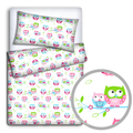2pc Baby Filled Bedding Set Duvet Pillow 100% Cotton For Cotbed Owls White 135x100cm
