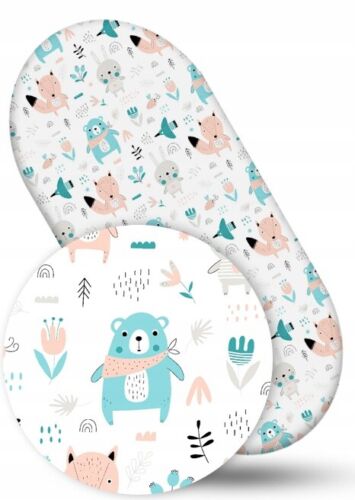 BOHO Animals Turquoise 80x38cm Fitted Sheet Cotton for Baby Moses Basket Pram