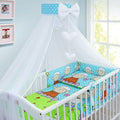 14 Pc Baby Full Nursery Bedding Set Cotton Bumper Pillow Duvet Fit Cot 120x60cm Sheep Turquiose