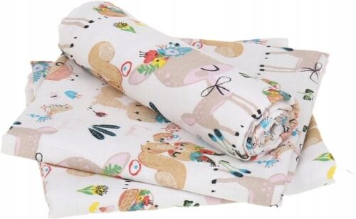 Baby Muslin Nappies Cloth Diaper Cotton Colourful 3-PACK 70x70cm Sweet Animals
