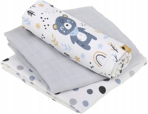 Baby Muslin Nappies Cloth Diaper Cotton 3-PACK Colourful 70x70cm Forest Friends