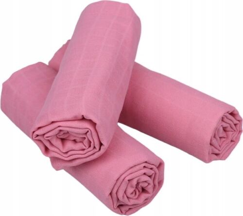 Baby Muslin Nappies Cloth Diaper Cotton 3-PACK 70x70cm Plain Pink