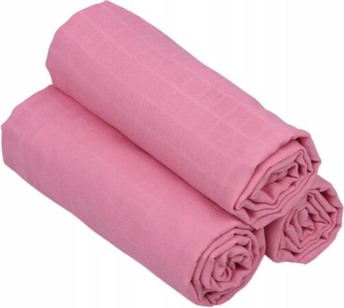 Baby Muslin Nappies Cloth Diaper Cotton 3-PACK 70x70cm Plain Pink