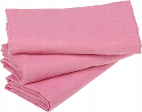 Baby Muslin Nappies Cloth Diaper Cotton 3-PACK 70x70cm Plain Pink