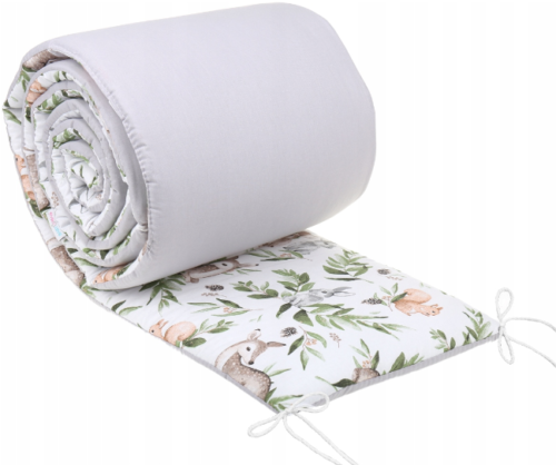 Cot Liner 180cm fit Cot 120x60cm 100% Cotton Baby Nursery Grey/ Green Glade