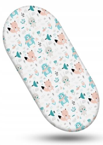 BOHO Animals Turquoise 80x38cm Fitted Sheet Cotton for Baby Moses Basket Pram