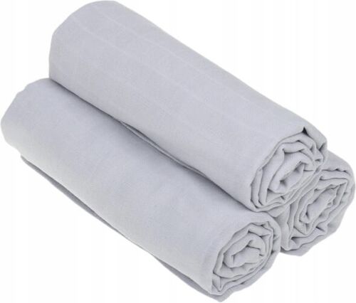 Baby Muslin Nappies Cloth Diaper Cotton 3-PACK 70x70cm Plain Grey