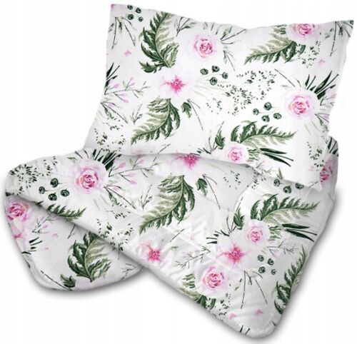 2pc Baby Filled Bedding Set Duvet Pillow 100% Cotton For Cot 120x90cm Garden Flowers