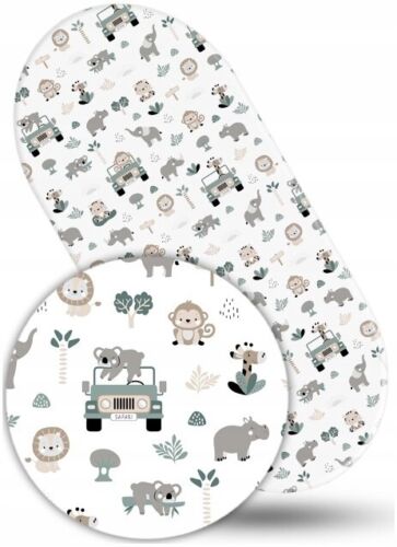 80x38cm Fitted Sheet 100% Cotton for Baby Moses Basket Pram Bassinet On Safari