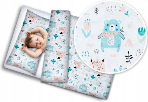 Baby 2pc Bedding Set fit Cradle/Moses basket/Pushchair 70x80cm Animals Turquoise