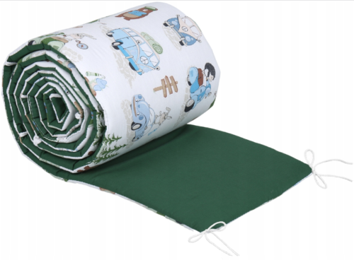 Padded Bumper 180cm fit Cot 120x60cm 100% Cotton Baby Nursery Camping/green