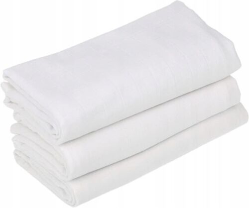Baby Muslin Nappies Cloth Diaper Cotton 3-PACK 70x70cm White