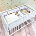 Baby 6pc Bedding Set All-round Straight Bumper Fit Cotbed 140X70 Safari beige