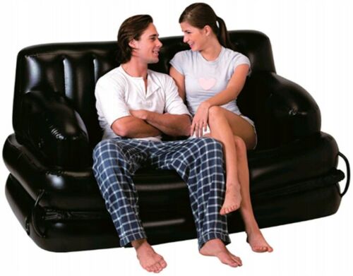 Double Inflatable Sofa 75054 Lounge Air Bed Bestway 5-In-1 188X152X64cm - Black