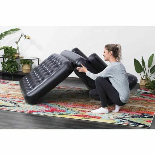 Double Inflatable Sofa 75054 Lounge Air Bed Bestway 5-In-1 188X152X64cm - Black