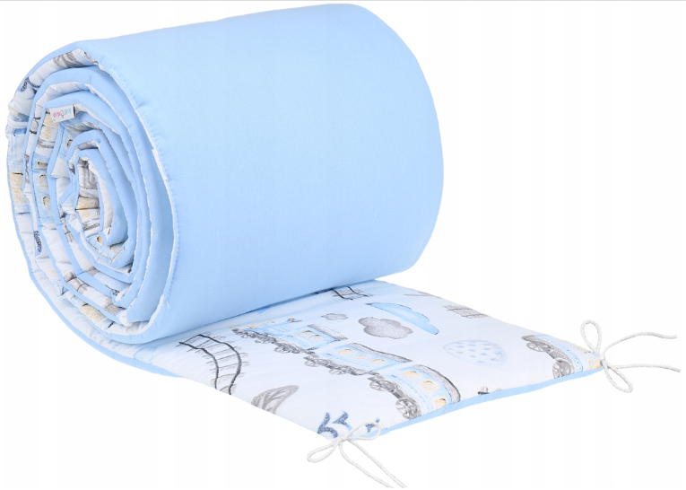 Cot Liner 180cm fit Cot 120x60cm 100% Cotton Baby Nursery Bedding Bed Locomotive/Blue