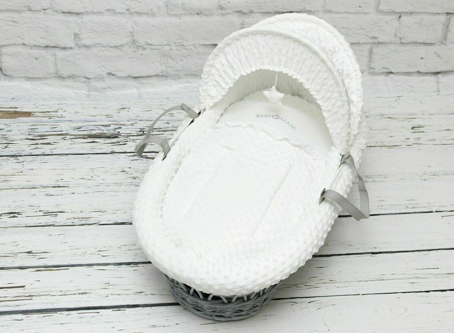 Bedding Set Moses Basket - 3 Piece - White Dimple