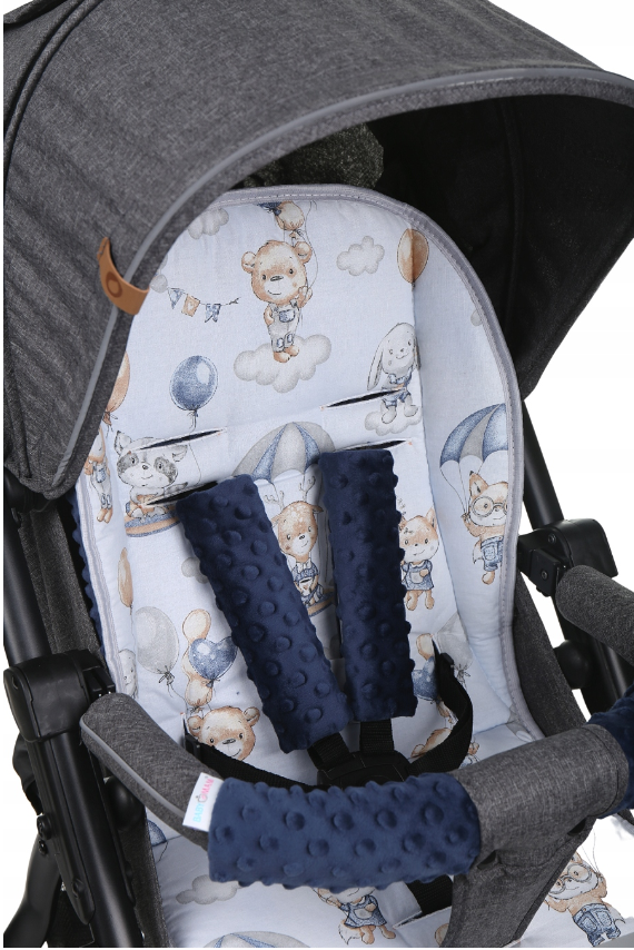 Universal Seat Liner Pushchair Double Sided Soft Pram Cotton Buggy Stroller Navy/Walk in the Clouds - MyHappy Baby