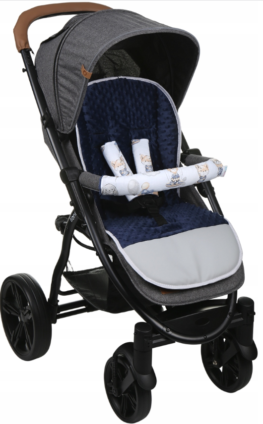 Universal Seat Liner Pushchair Double Sided Soft Pram Cotton Buggy Stroller Navy/Walk in the Clouds - MyHappy Baby