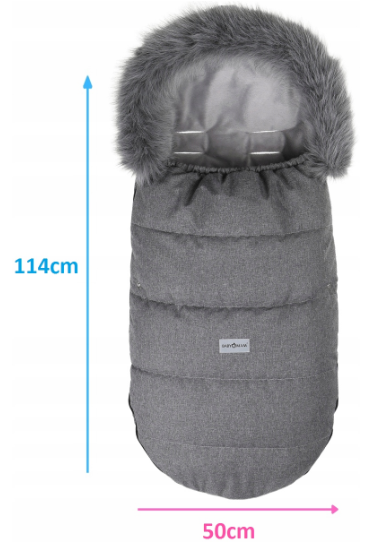 Large Baby Kid Footmuff Fluffy Collar Stroller Pushchair Sleeping Bag Husky Dark Grey