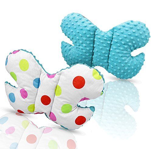 Butterfly Dimple Pillow Baby head and neck support Turquoise - colorful dots