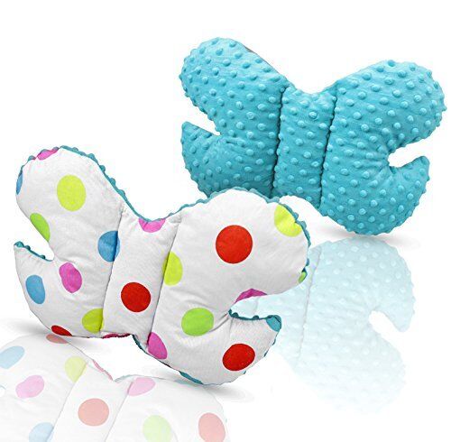 Butterfly Dimple Pillow Baby head and neck support Turquoise - colorful dots