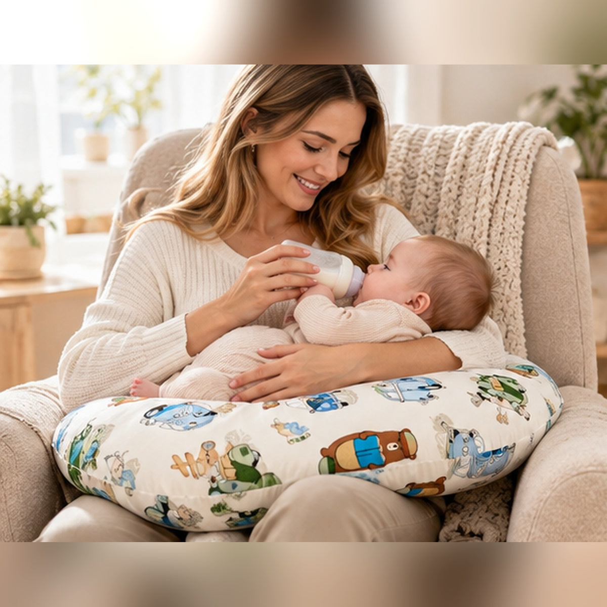 Baby Feeding Pillow + Removable Cover Cotton Newborn Camping
