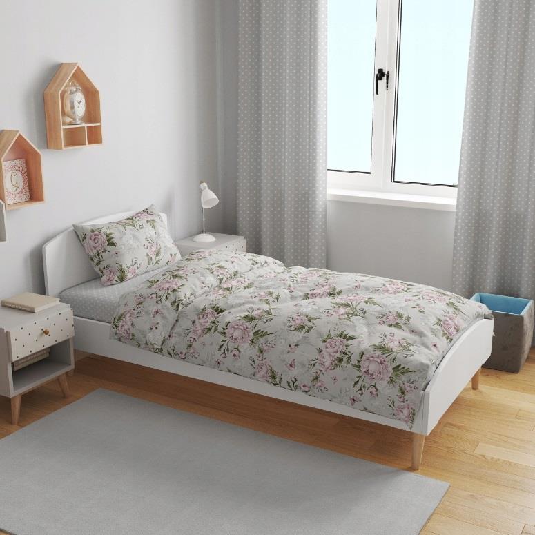 100% Organic Cotton Bedding Set – 140x200 cm Duvet Cover for Single Bed  Flowers and Butterflies