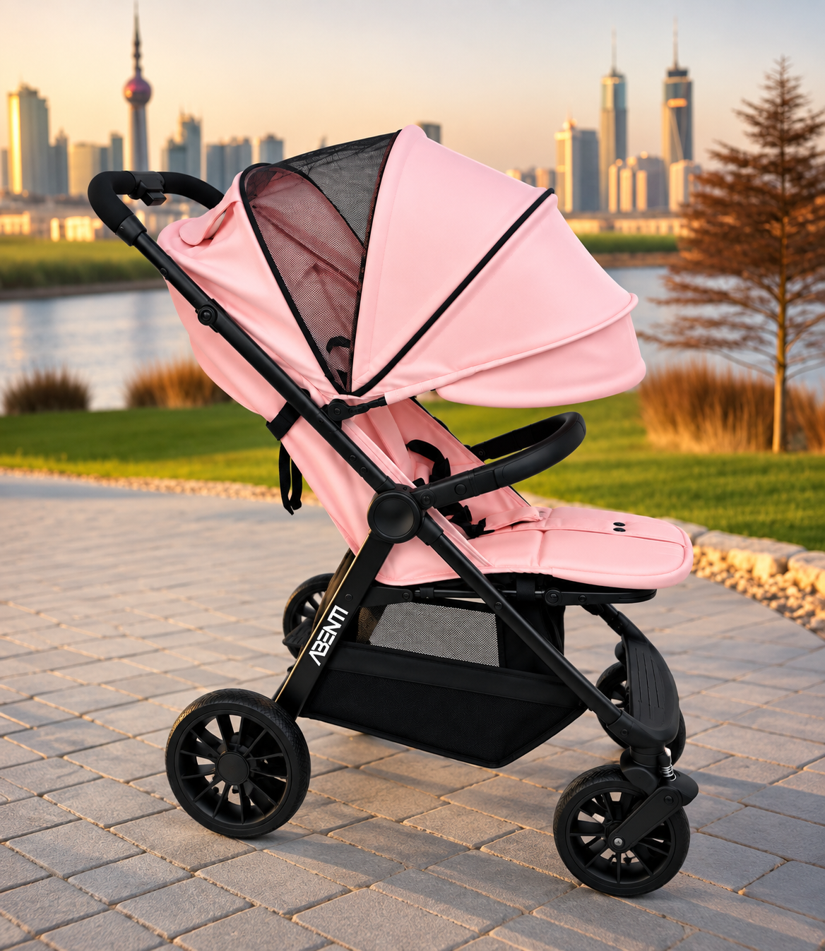 ABENTI Lightweight Baby Stroller Compact, Stylish & Easy to Fold ( Pink)