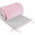 Baby Dimple Padded Bumper Nursery Cot Liner Fit Cot Bed  190cm Pink/ Grey Stripes