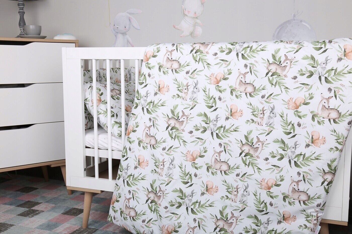 Baby Bedding Set 3pc All-round Bumper Fit Cot bed 140x70 Green Glade