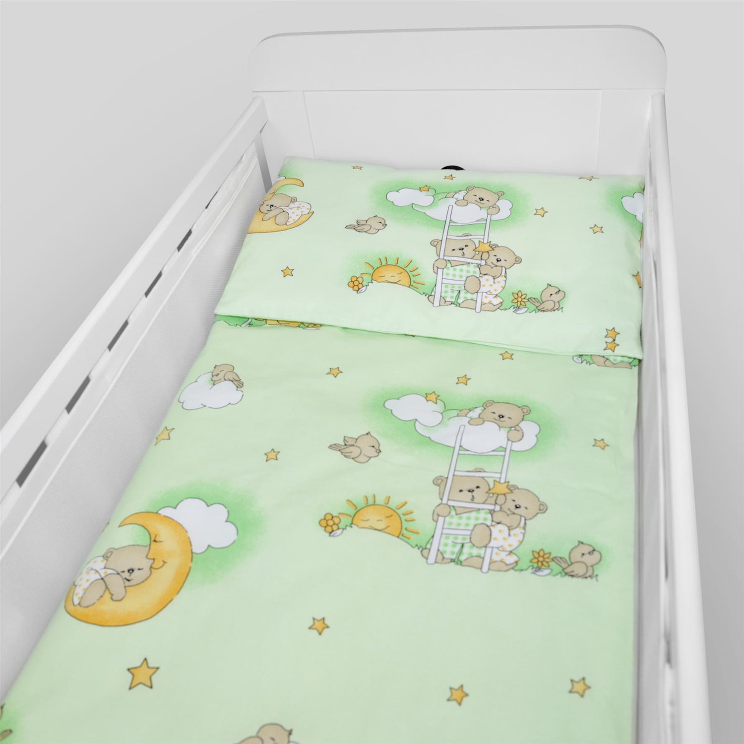 Baby Cot Bedding Set 6Pc Fit Cot bed 140x70cm Ladder Green