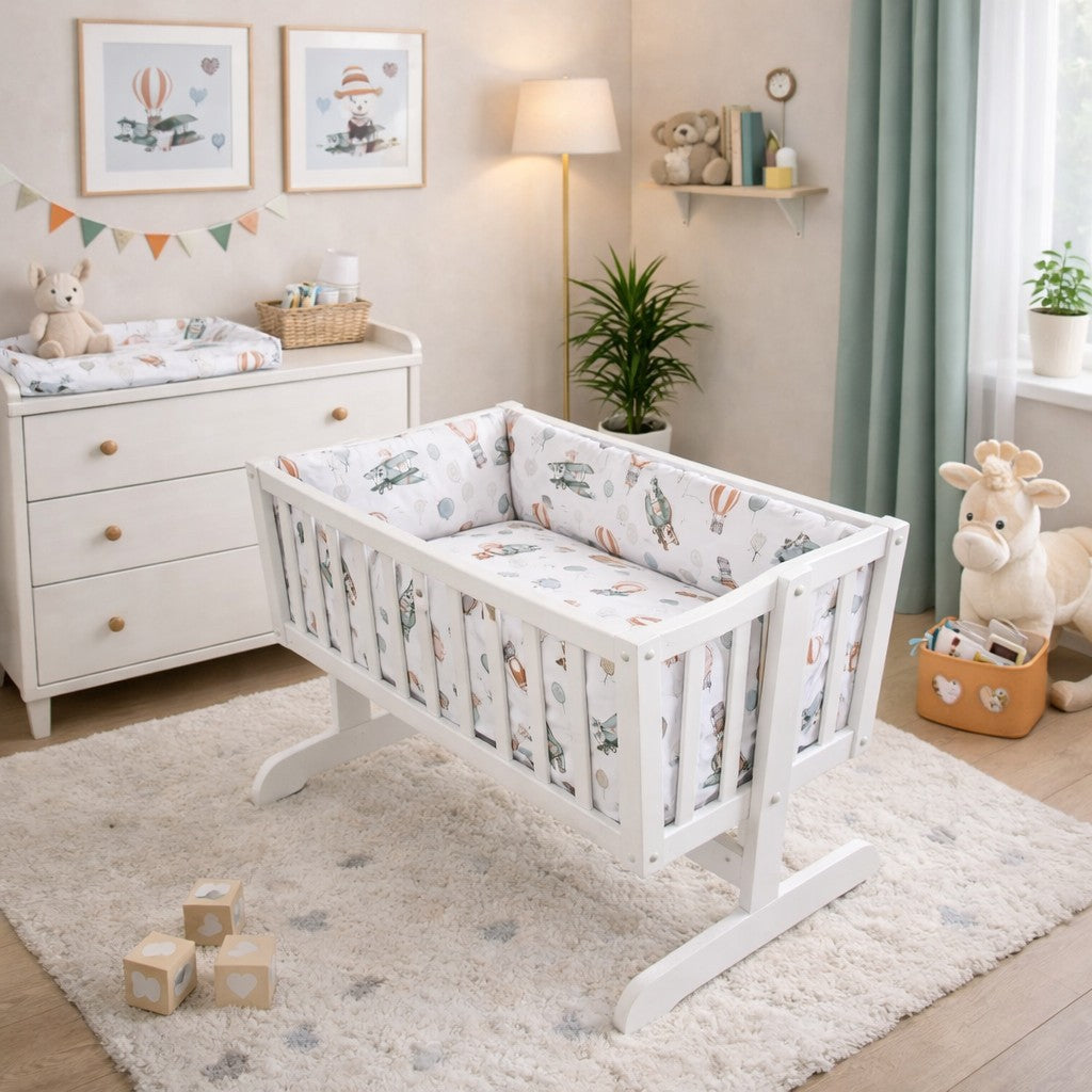 Baby Bedding Set 3pc fit Crib 70x80cm Bumper 260cm Cotton Dreamy Flight