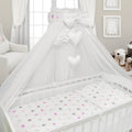 Baby Cot Bedding Set 9pc Fit Cot 120x60cm Pink Grey Stars