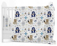 6Pc Baby bedding set bumper pillow duvet Fit Cot 120x60 Boho Animals Navy - MyHappy Baby