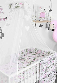 BABYMAM Baby Bedding Set Essential 17pcs 120x90 Cot with Drawer and Mattress Garden Flowers - MyHappy Baby