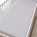 Baby Fitted Cot Sheet Printed Design 100% Cotton Mattress 120X60 cm Small White Stars On Grey